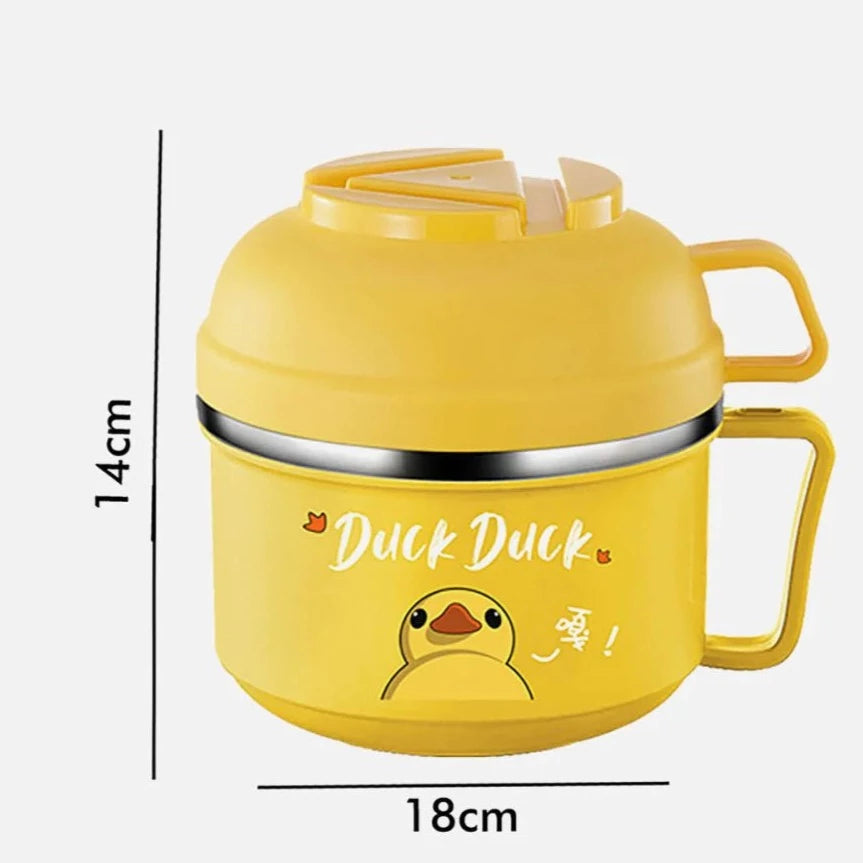 Yellow Duck Themed Handle Lunch Box with Matching lunch Box Cover