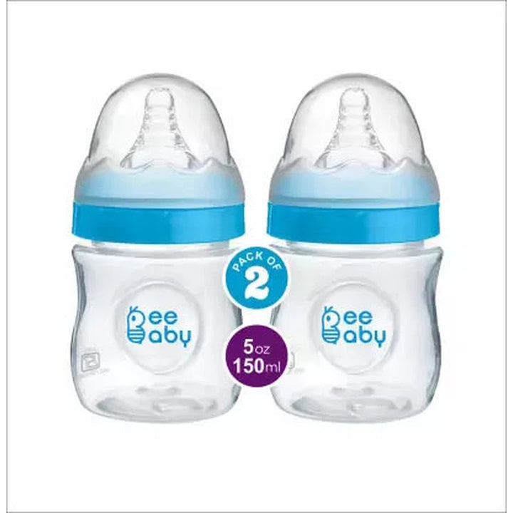 Ease Wide Neck Baby Feeding Bottle with Medium Flow Anti-Colic Soft Silicone Nipple -  150 ML / 5 oz (Pack of 2)