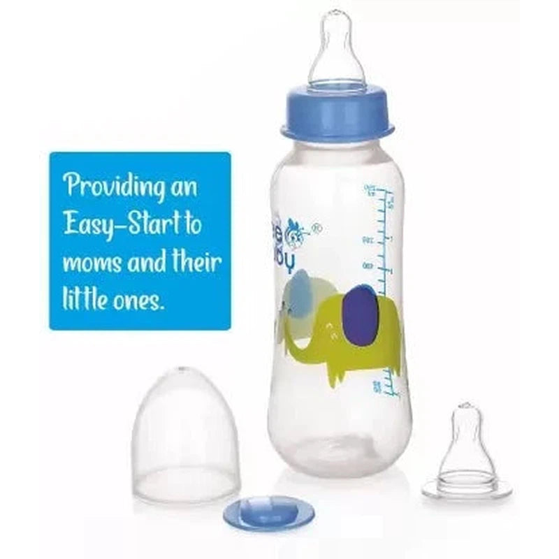 Easy - Start Slim Neck Baby Feeding Bottle with 4 Anti - Colic Gentle Touch Silicone Nipples (250 ML / 4 oz.) (Pack of 2)