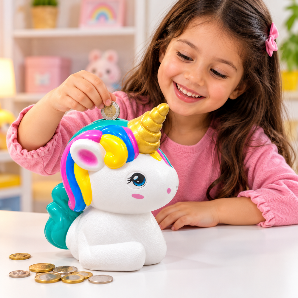 Speedage Unicorn Money Bank | Cute Rainbow Unicorn Shaped Piggy Bank for Kids | Coin Saving Toy for Girls & Boys
