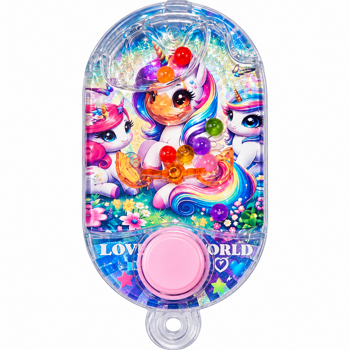 Unicorn Ice Cream Water Ring Toss Game for Kids | Handheld Push Button Water Game