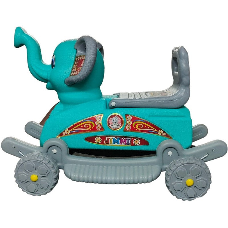 Baby Elephant Rideon & Wagon (Light Blue, Silver)