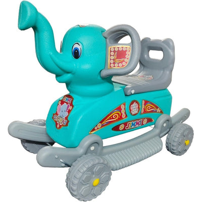 Baby Elephant Rideon & Wagon (Light Blue, Silver)