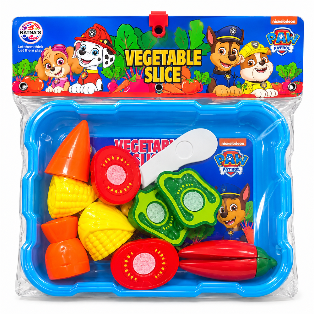 Ratnas Dora Vegetable Slice Toy Set for Kids – Realistic Sliceable Play Food Kitchen Set with Storage Tray | Pretend Play