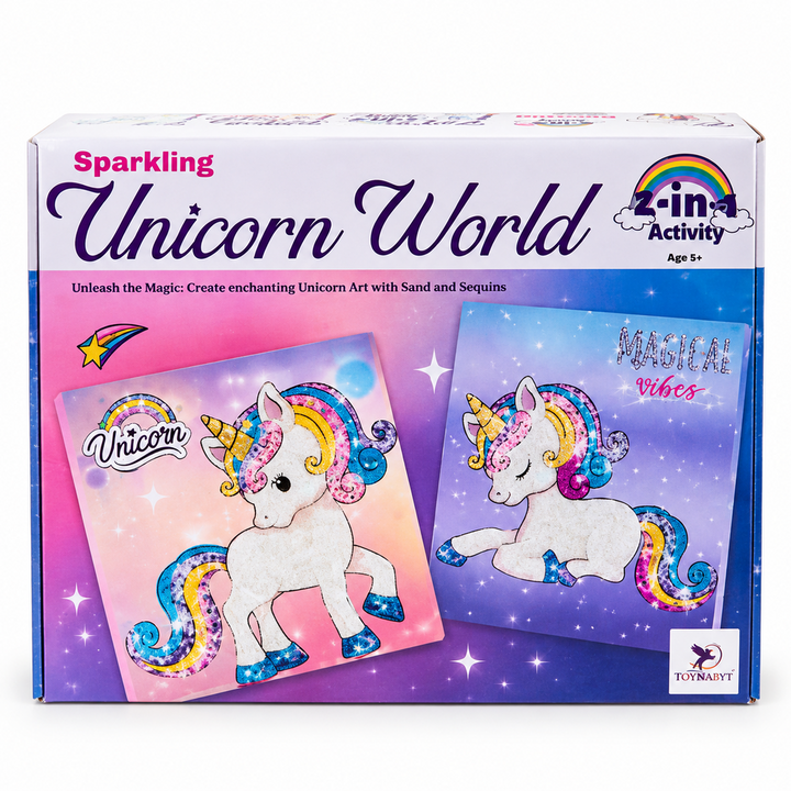 Toykraft Sparkling Unicorns - Sand and Sequin Art Kit, Creative Craft Activity