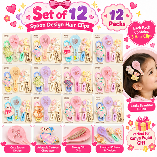 Set of 12 Spoon Design Hair Clips | Kanya Pujan Gift