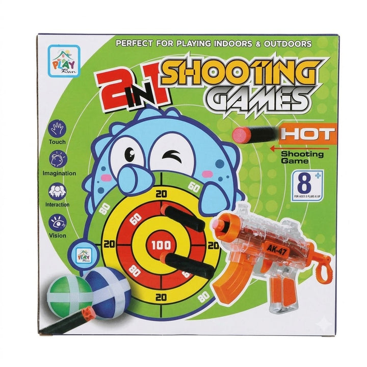 Play Run 2 in 1 Shooting Games Set | Target Shooting Game with Toy Blaster & Balls