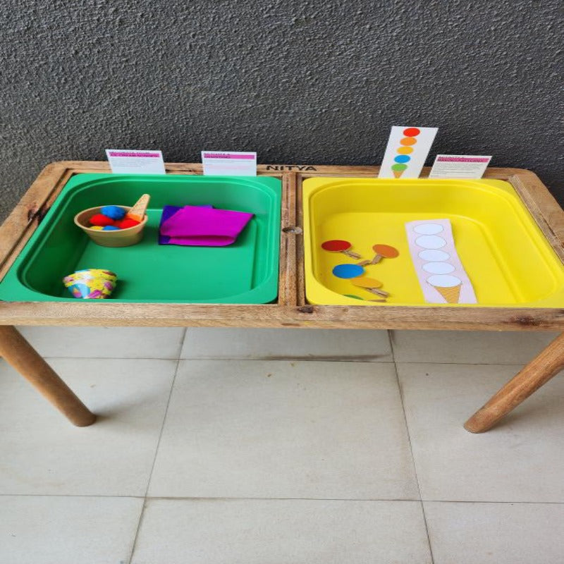 Sensory Table with Ice Cream Kit Set - 25 Inches (COD Not Available)