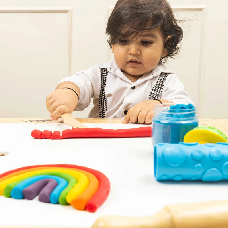 Rainbow Coloured Playdough | Taste safe, Non- Toxic, Non- Drying Clay Rainbow Playdough (6 shades) | Organic Playdough