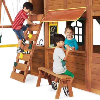 Kidkraft Falcon Ridge Wooden Swing, Slides and Ladder Playset (COD not Available)