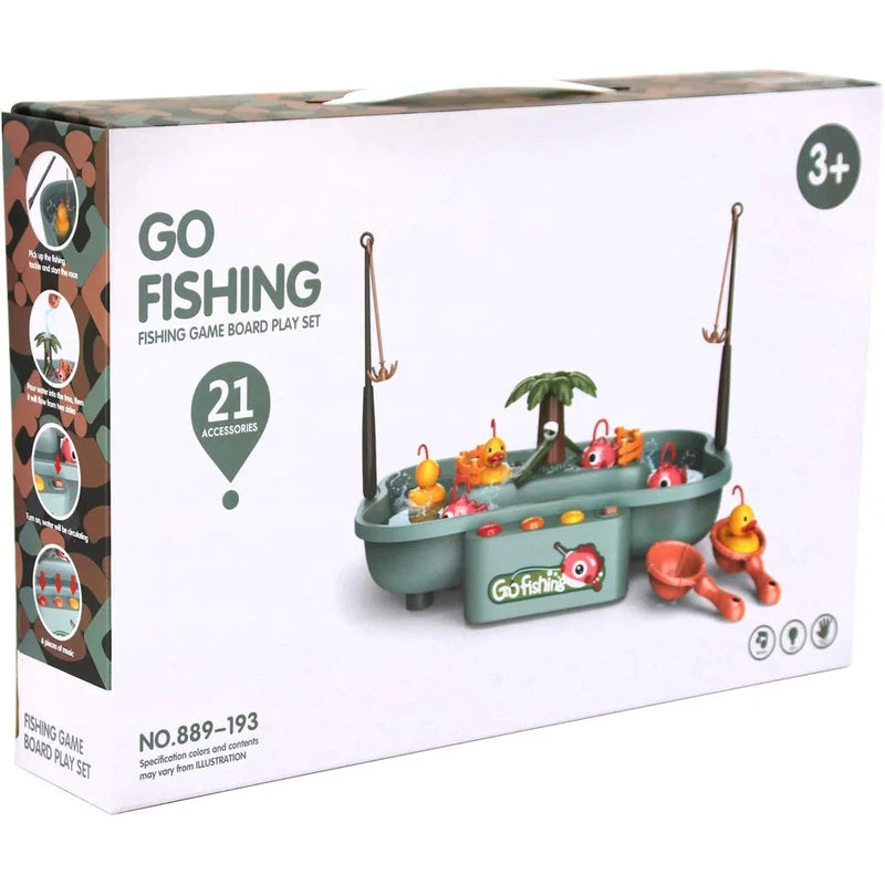 Water Circulating Fish Catcher Game Board Set with 3 Ducks, 3 Fish and 2 Water Ladles