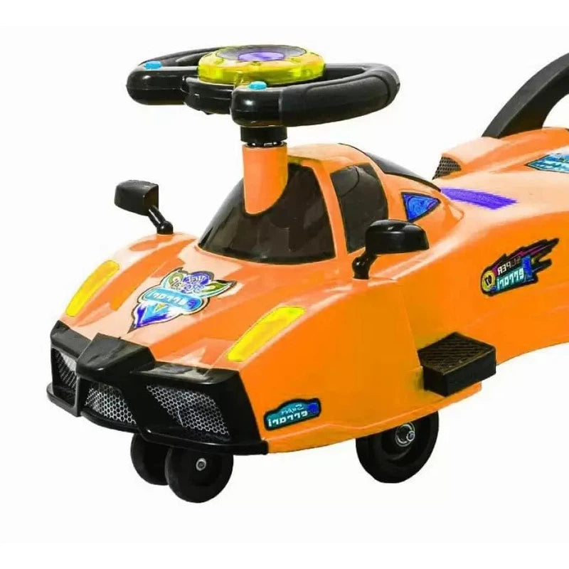 Ride-on Swing Ferrari Car with Music and Lights (Orange)