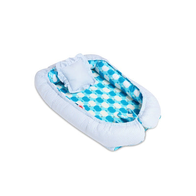 Apple Print New Born Baby nest Bedding Set Reversible (Blue)