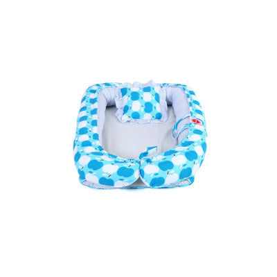 Apple Print New Born Baby nest Bedding Set Reversible (Blue)