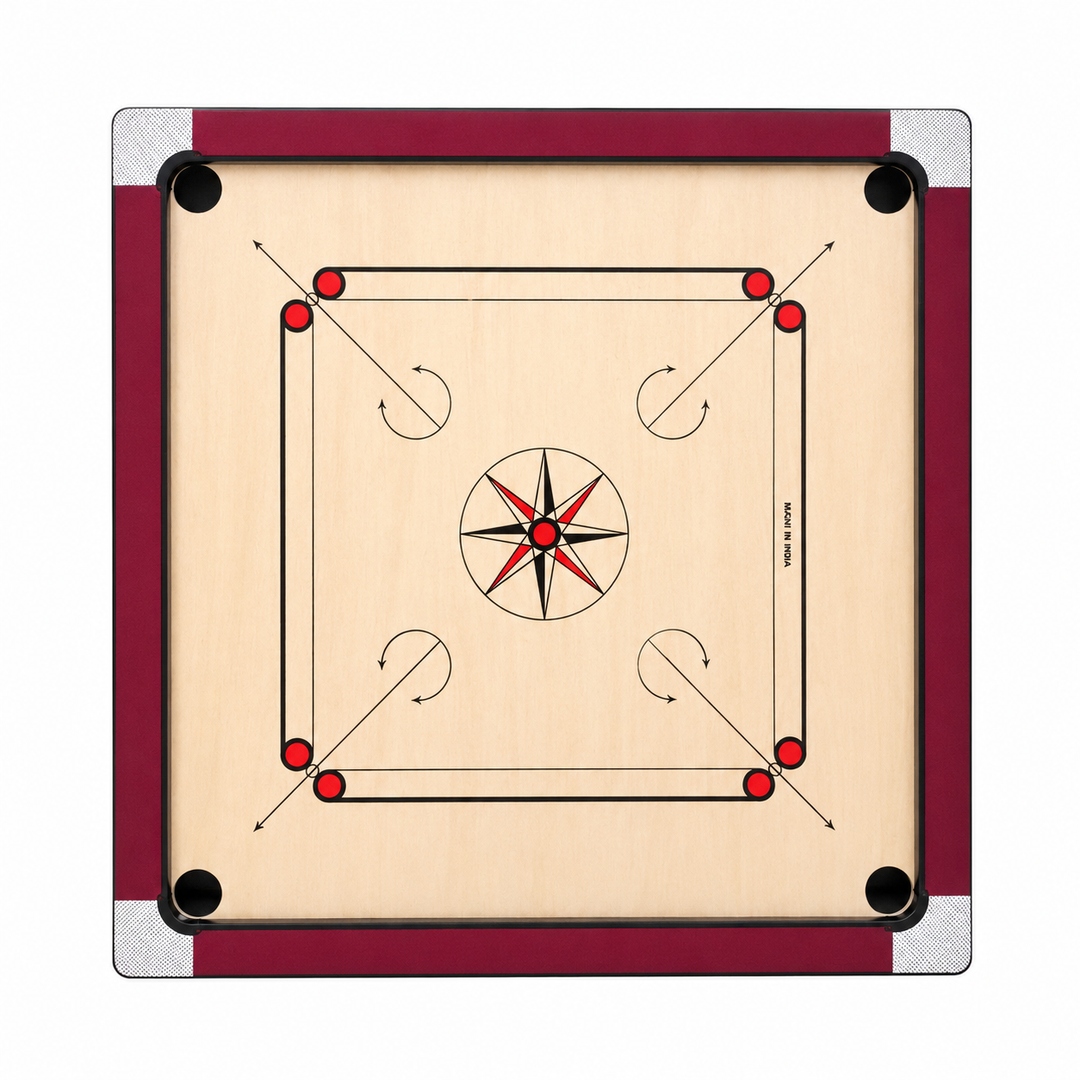32.5 Inch Wooden Carrom Board | Indoor Family Board Game with Corner Pockets