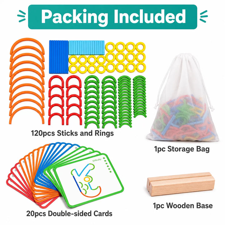 Kidology Creative Sticks & Rings Matching Puzzle Toys