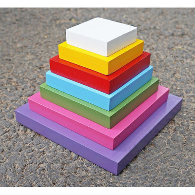 Colorful Wooden Square Seven Stone Lagori 7 Pitthu Game Set Tradition Indian Lagori Game Stacking Toy