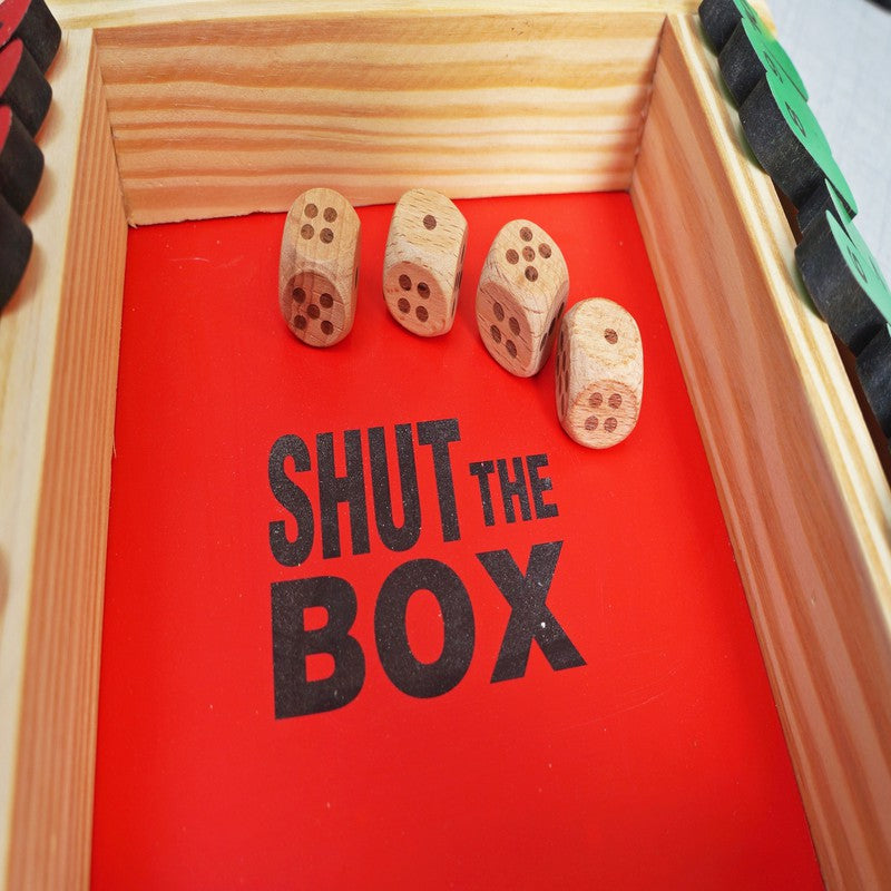 Shut the Box Wooden Board Game with 4 Dices