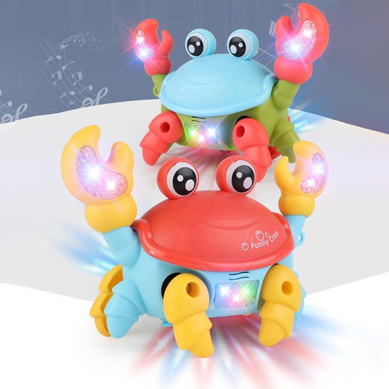 Cute Crab Toy Baby Crawling Movable with Music and LED Light