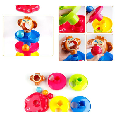 5 Layer Roll Ball Drop and Roll Swirling Tower Monkey Toy Play Set