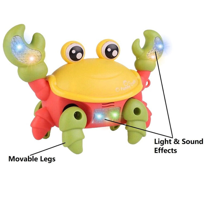 Cute Crab Toy Baby Crawling Movable with Music and LED Light