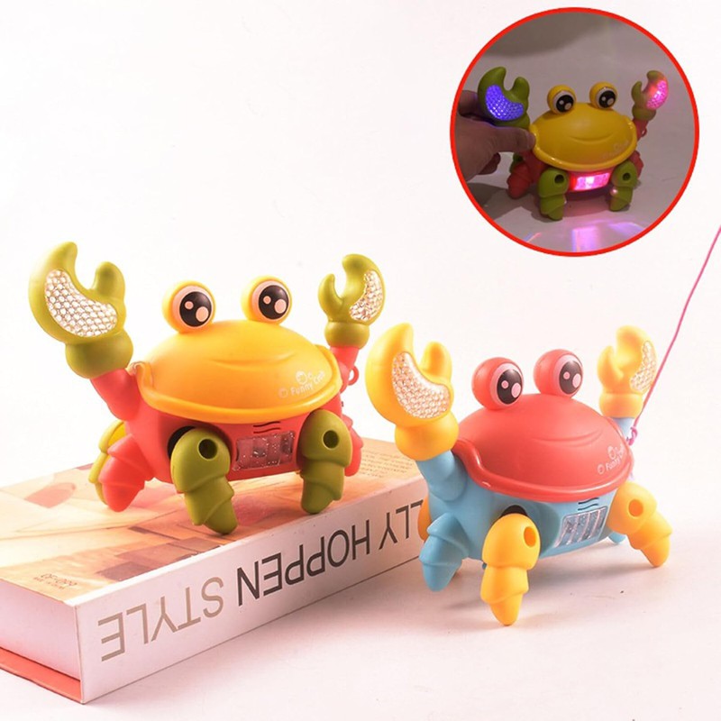 Cute Crab Toy Baby Crawling Movable with Music and LED Light