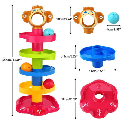 5 Layer Roll Ball Drop and Roll Swirling Tower Monkey Toy Play Set