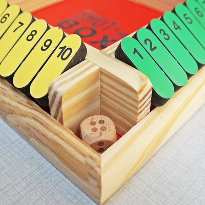 Shut the Box Wooden Board Game with 4 Dices