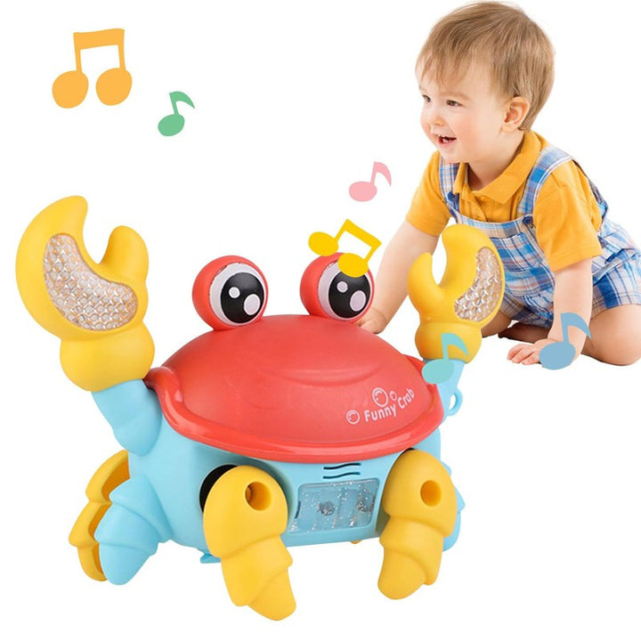 Cute Crab Toy Baby Crawling Movable with Music and LED Light