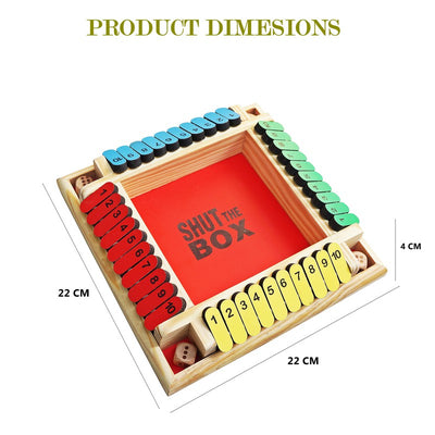 Shut the Box Wooden Board Game with 4 Dices