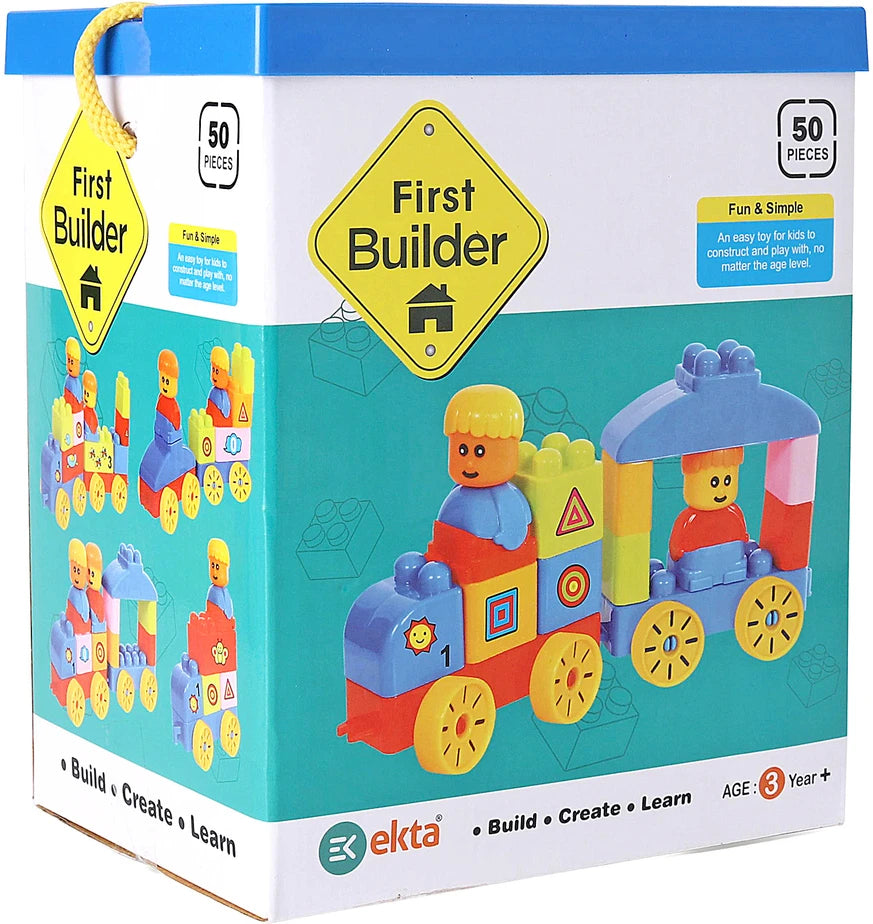Ekta First Builder Blocks Game - Vehicle | 50 Pieces | Building & Construction Toy