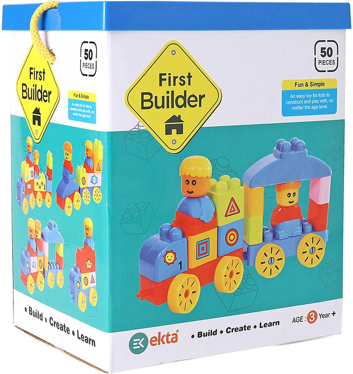 Ekta First Builder Blocks Game - Vehicle | 50 Pieces | Building & Construction Toy