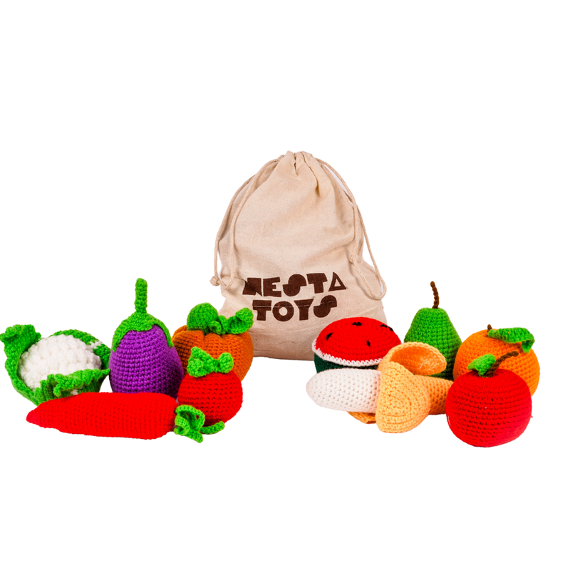 Set of 10 - Crochet Fruits & Vegetable Toys (6 Months - 2 Years)