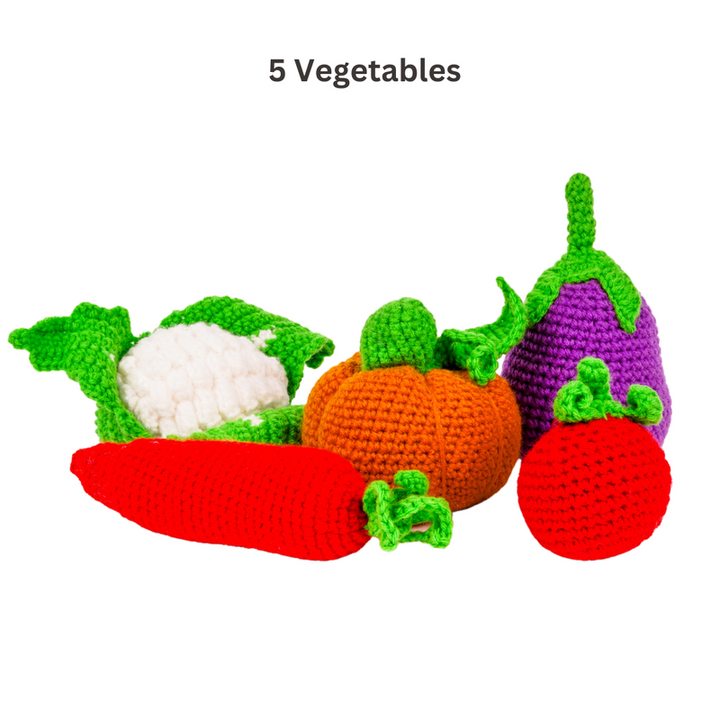 Set of 10 - Crochet Fruits & Vegetable Toys (6 Months - 2 Years)