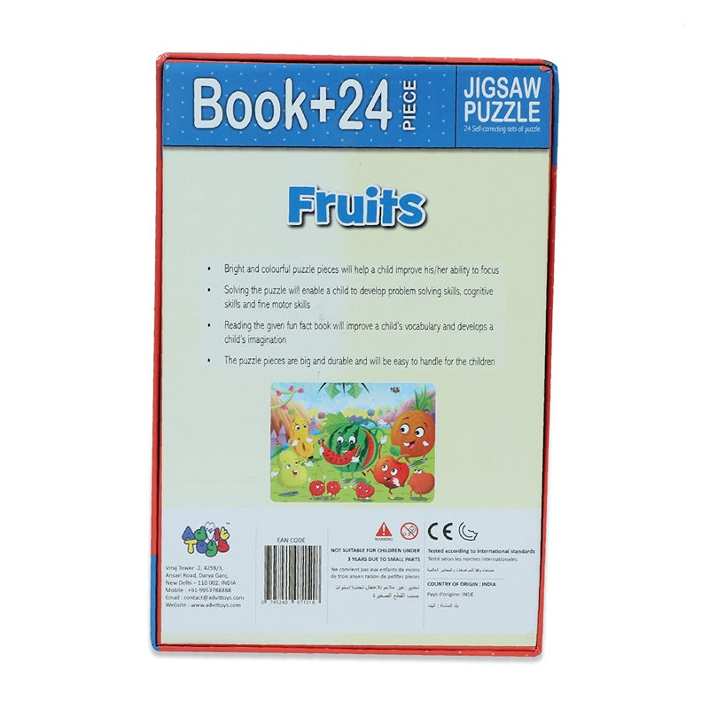 Fruits Jigsaw Puzzles for Kids  - (24 Piece + Educational Fun Fact Book Inside)