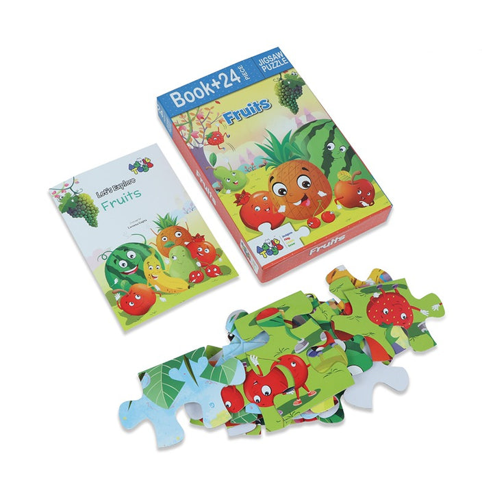 Fruits Jigsaw Puzzles for Kids  - (24 Piece + Educational Fun Fact Book Inside)