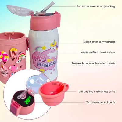 Fun Toy Temperature Control Insulated Vacuum Steel bottle (Light Pink)