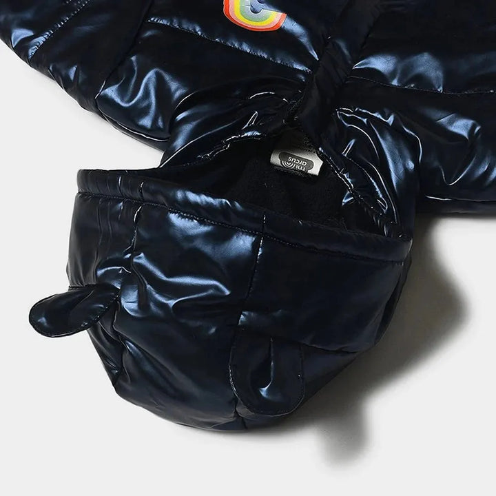 Mi Arcus Puffer Blue Jacket with Front Zip-Opening & Welt Pockets.