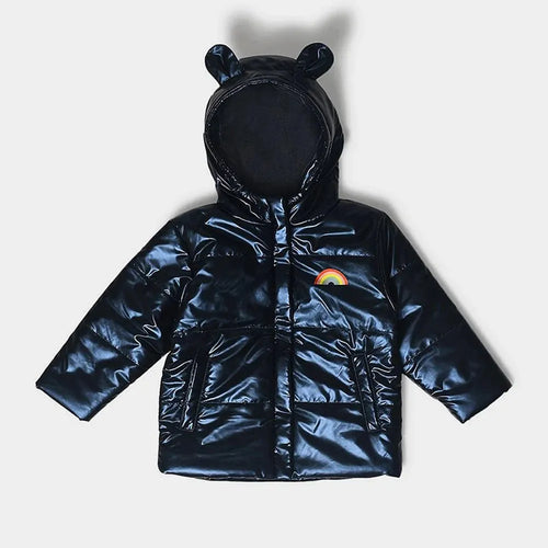 Mi Arcus Puffer Blue Jacket with Front Zip-Opening & Welt Pockets.