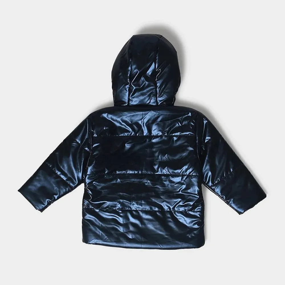 Mi Arcus Puffer Blue Jacket with Front Zip-Opening & Welt Pockets.