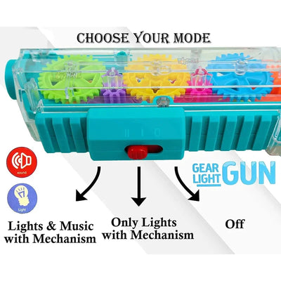 Transparent Gear Gun with Moving Gears, Music and Lights