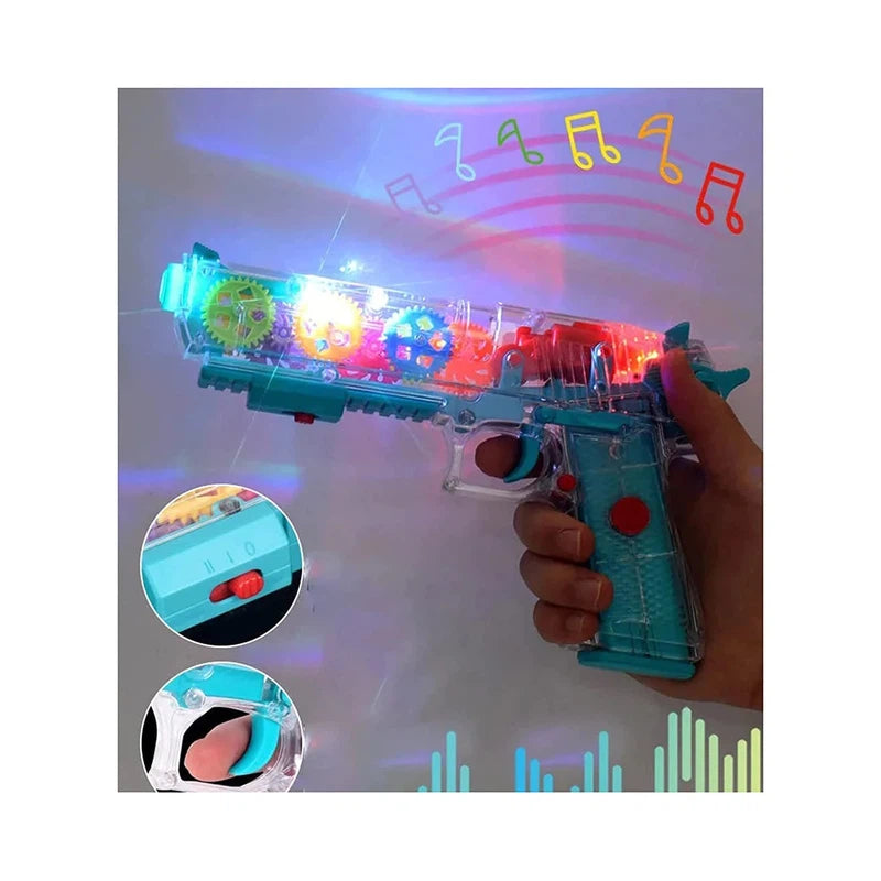 Transparent Gear Gun with Moving Gears, Music and Lights