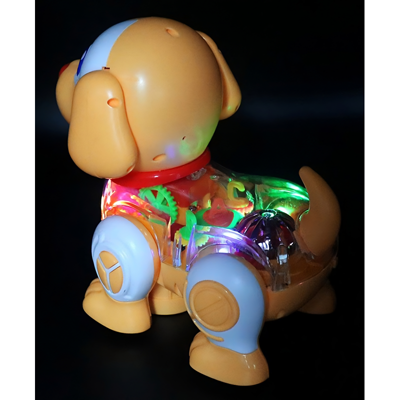 Electric Transparent Gear Puppy Toy Toddler Light Up Pet with Sound (Pack of 1) - Assorted Color