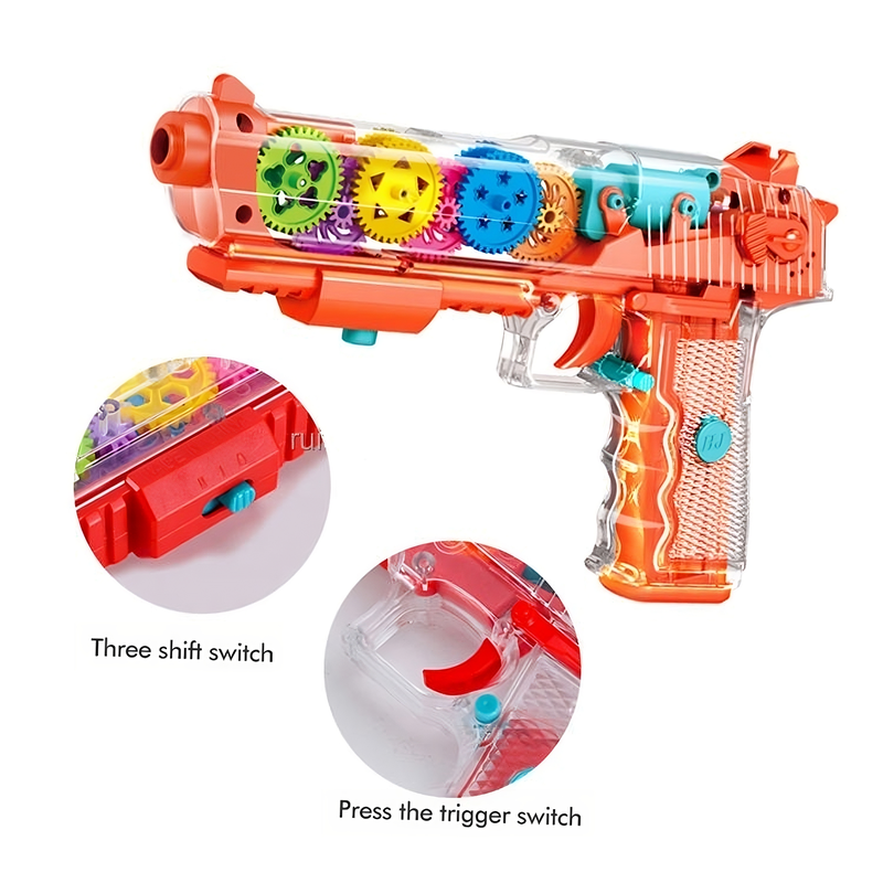 Transparent Gear Blaster with Light & Sound (Colour May Vary)(Pack of 1)