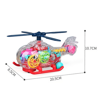 Gear Helicopter Toy Sounding Rotating Lighting Music (Pack of 1) - Assorted Color