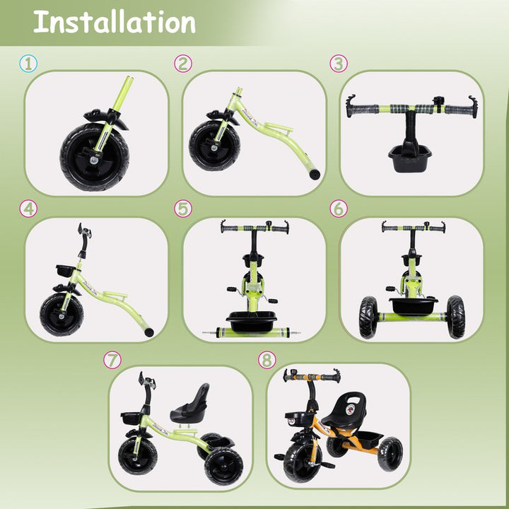 Tricycle with Dual Storage Basket (New Model Tokri) | 2 to 5 Years (Green)