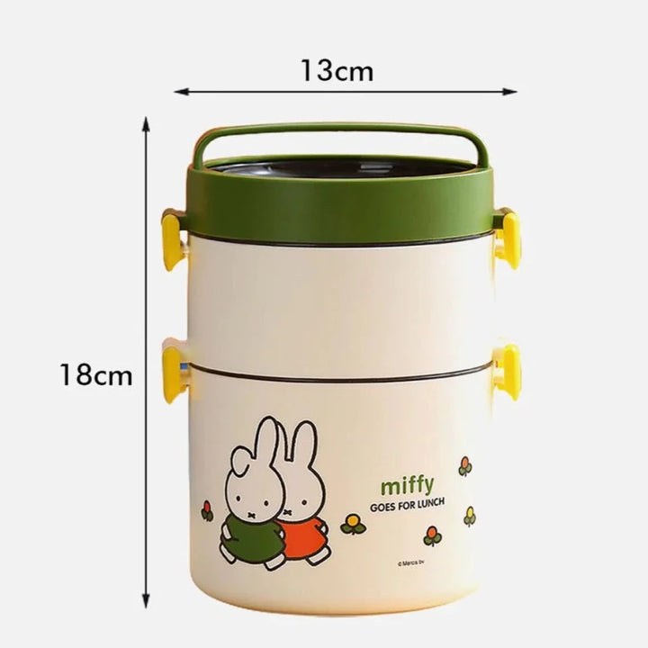 Vertical 2 Storey Kids Tiffin/lunch Box (Green/Cream)