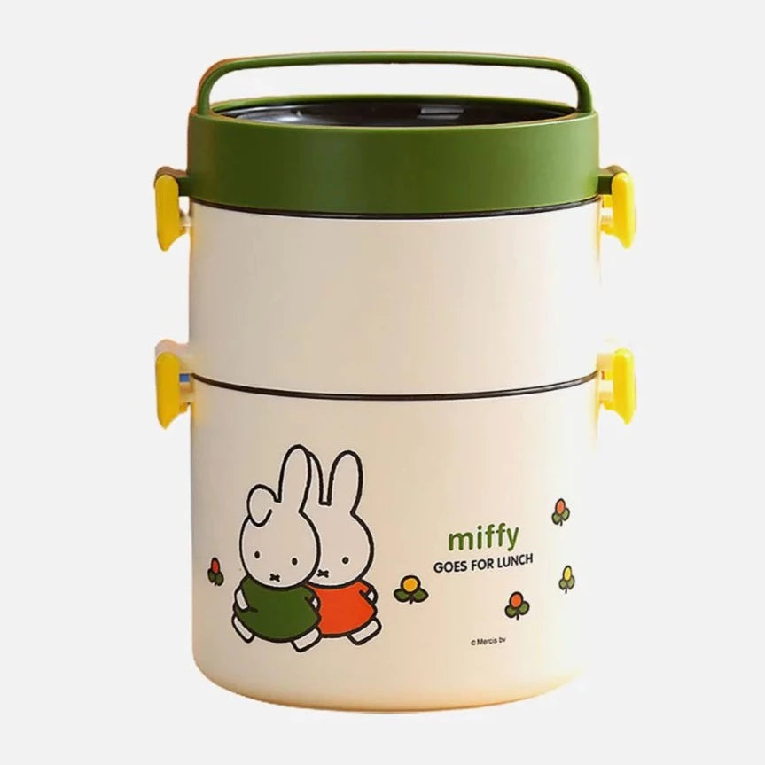 Vertical 2 Storey Kids Tiffin/lunch Box (Green/Cream)