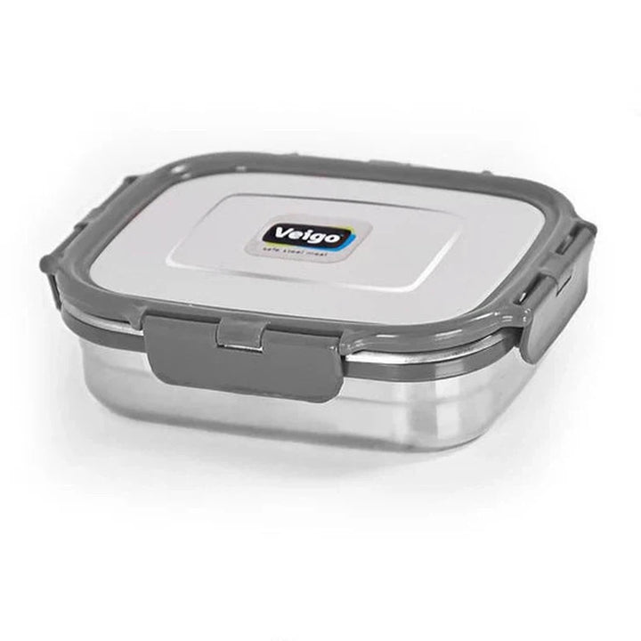 Large Stainless Steel Air Tight & Leak-Proof Lunch Box with Lid Lock & Detachable Clip Mechanism (600ml)