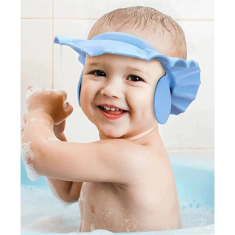 Adjustable Safe & Soft Baby Bathing Cap | Eye, Ear Protector Cap|